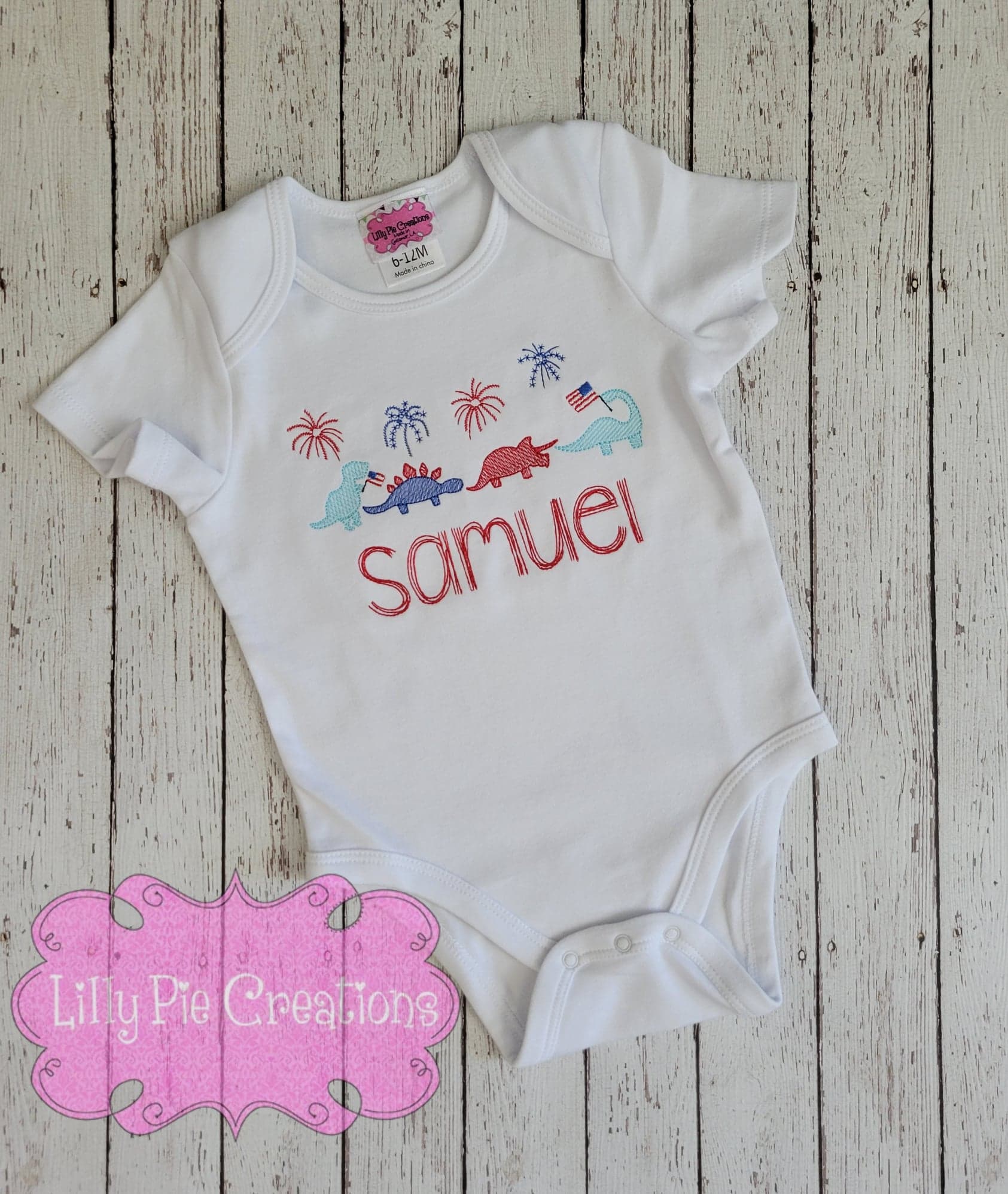 4th of July Dinosaur Parade T-shirt - Boys Embroidered 4th of July Outfit