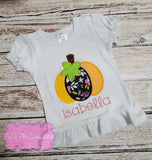 Pumpkin Trio Girls Shirt - Applique Fall Pumpkin Shirt