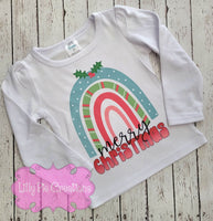 Girls Merry Christmas Rainbow Shirt - Baby Girl Christmas Outfit