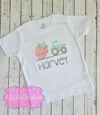 Personalized Strawberry Tractor Embroidered Boys Shirt