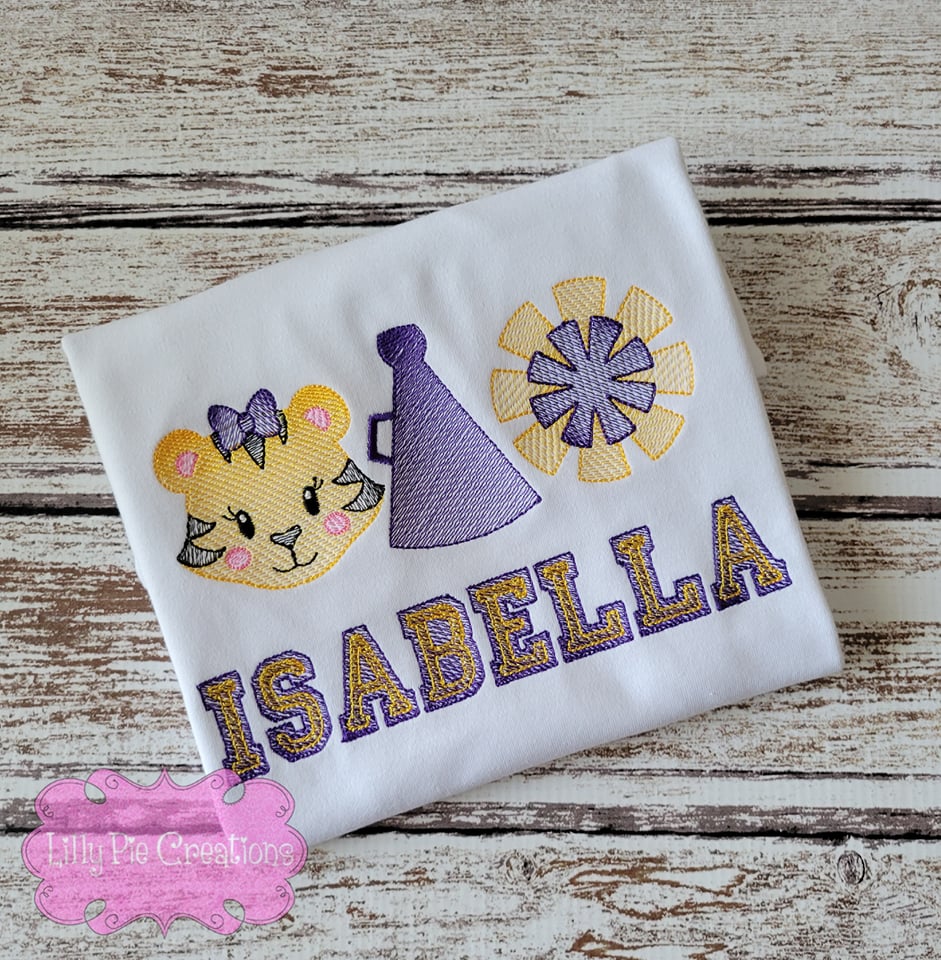 Personalized Girls Tiger Shirt - Girls Tiger Embroidered Shirt