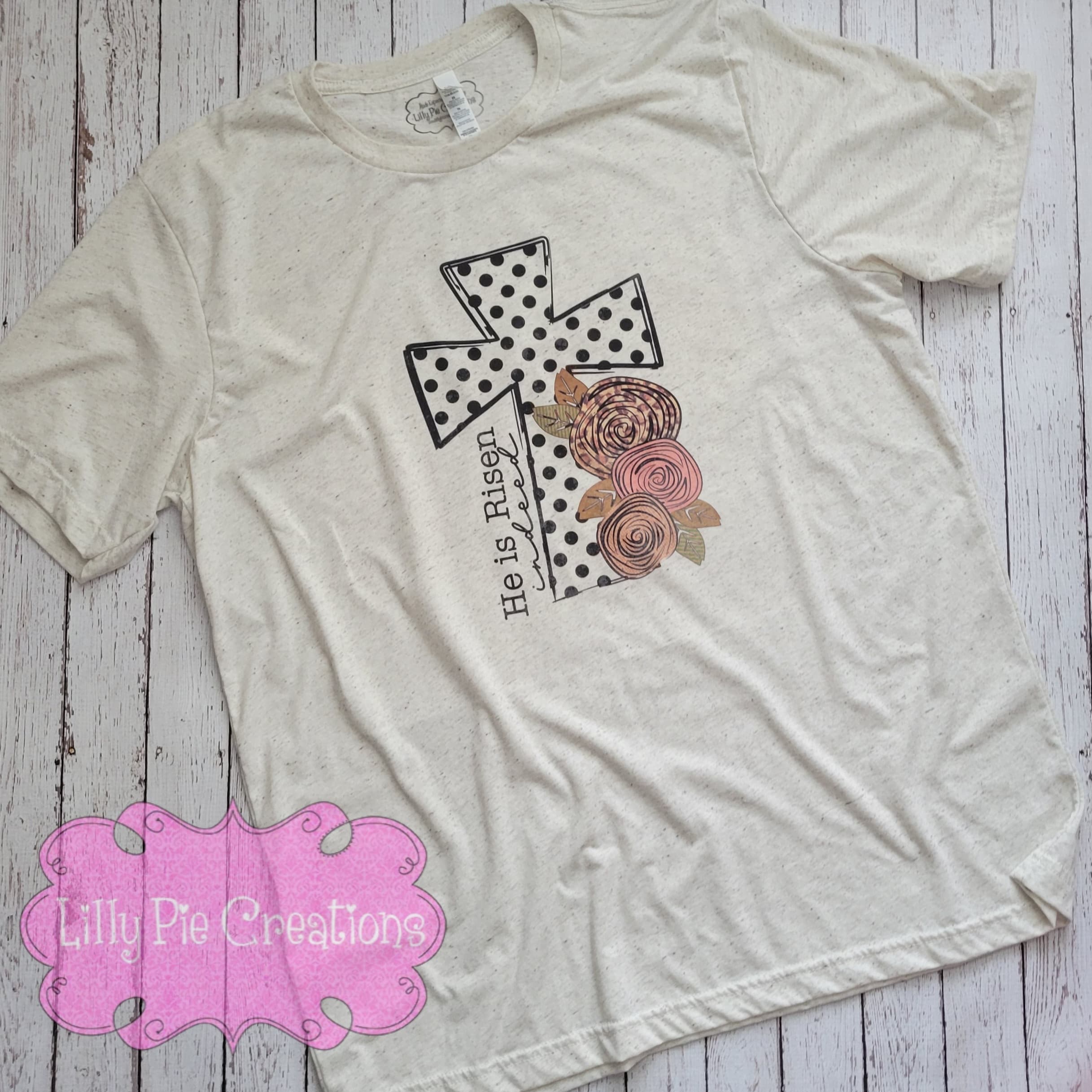 He is Risen Ladies Cross T-Shirt - Easter Shirt for Women - 2 colors available