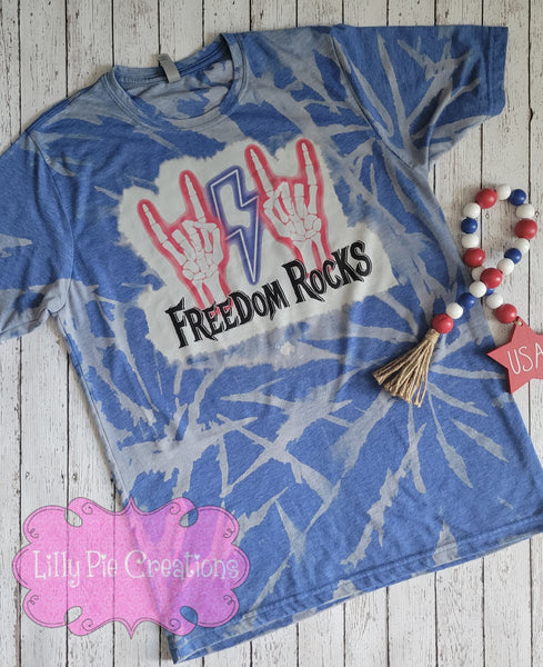 Freedom Rocks 4th of July Shirt - Bleached 4th of July Tee