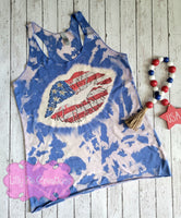 4th Of July Lips Tank Top - Ladies 4th of July Flag Tank Top