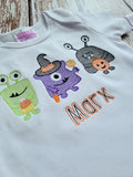 Personalized Monster Trio Boys Halloween Shirt - Embroidered Halloween Boys Shirt