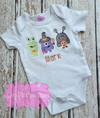Personalized Monster Trio Boys Halloween Shirt - Embroidered Halloween Boys Shirt