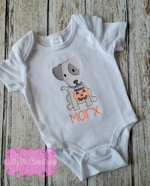 Embroidered Halloween Puppy Shirt - Personalized Halloween Tee