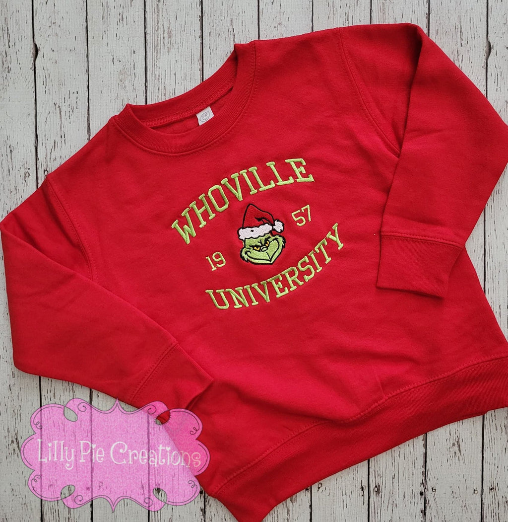 Whoville University Red Sweatshirt - Toddler, Youth & Adult Sizes Available
