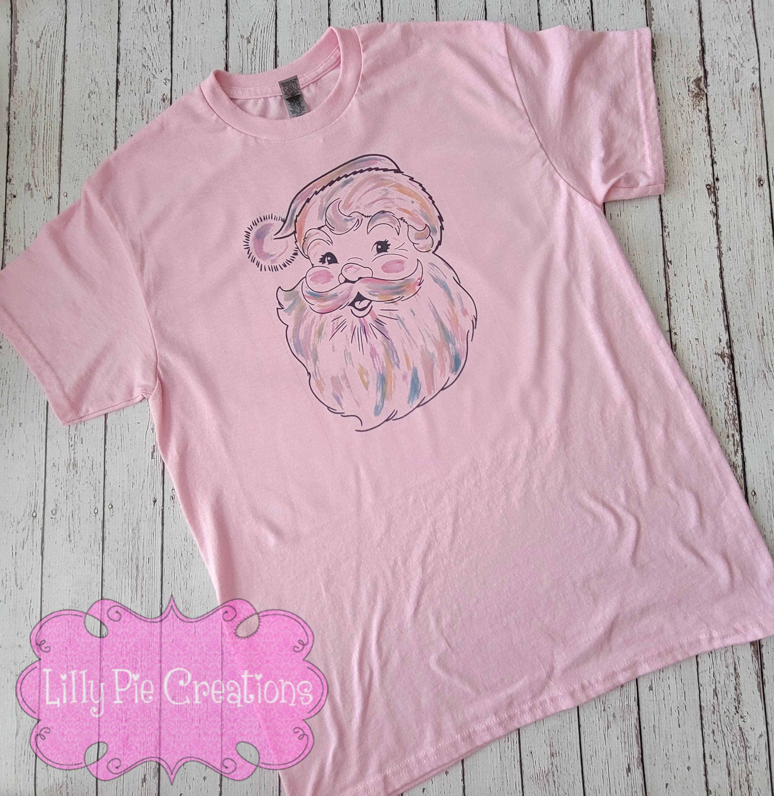 Vintage Pink Santa Pink Christmas Shirt  - Available in Pink Shirt or Sweatshirt