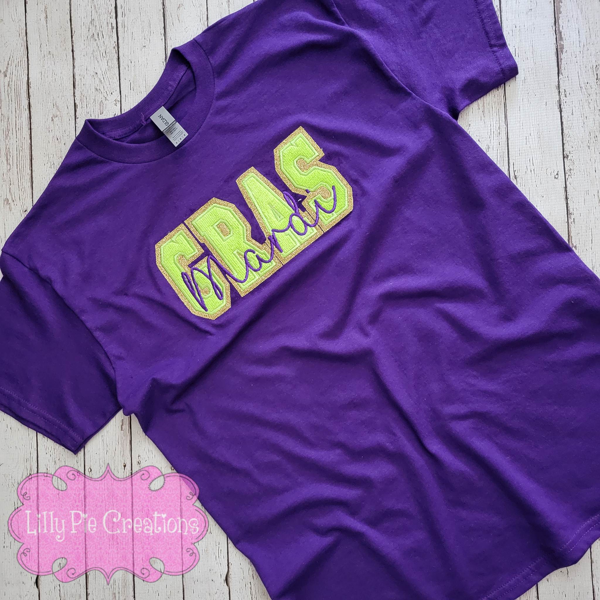 Mardi Gras Glitter Faux Chenille Shirt
