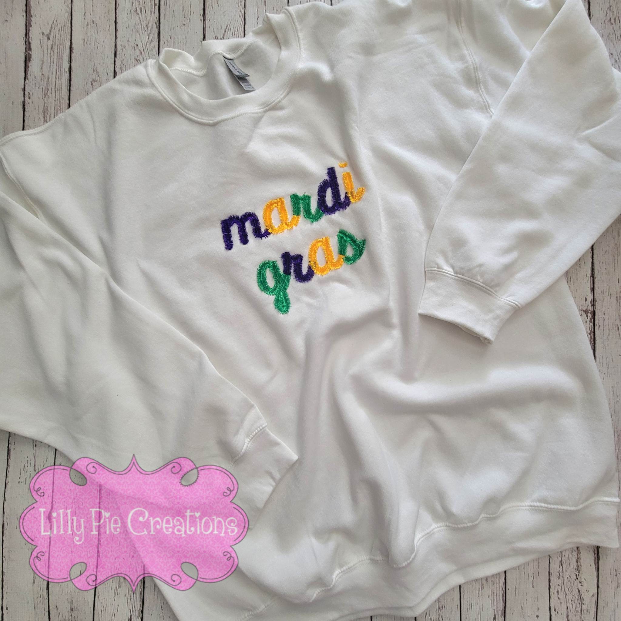 Fringe Mardi Gras Sweatshirt - Available in Black or White
