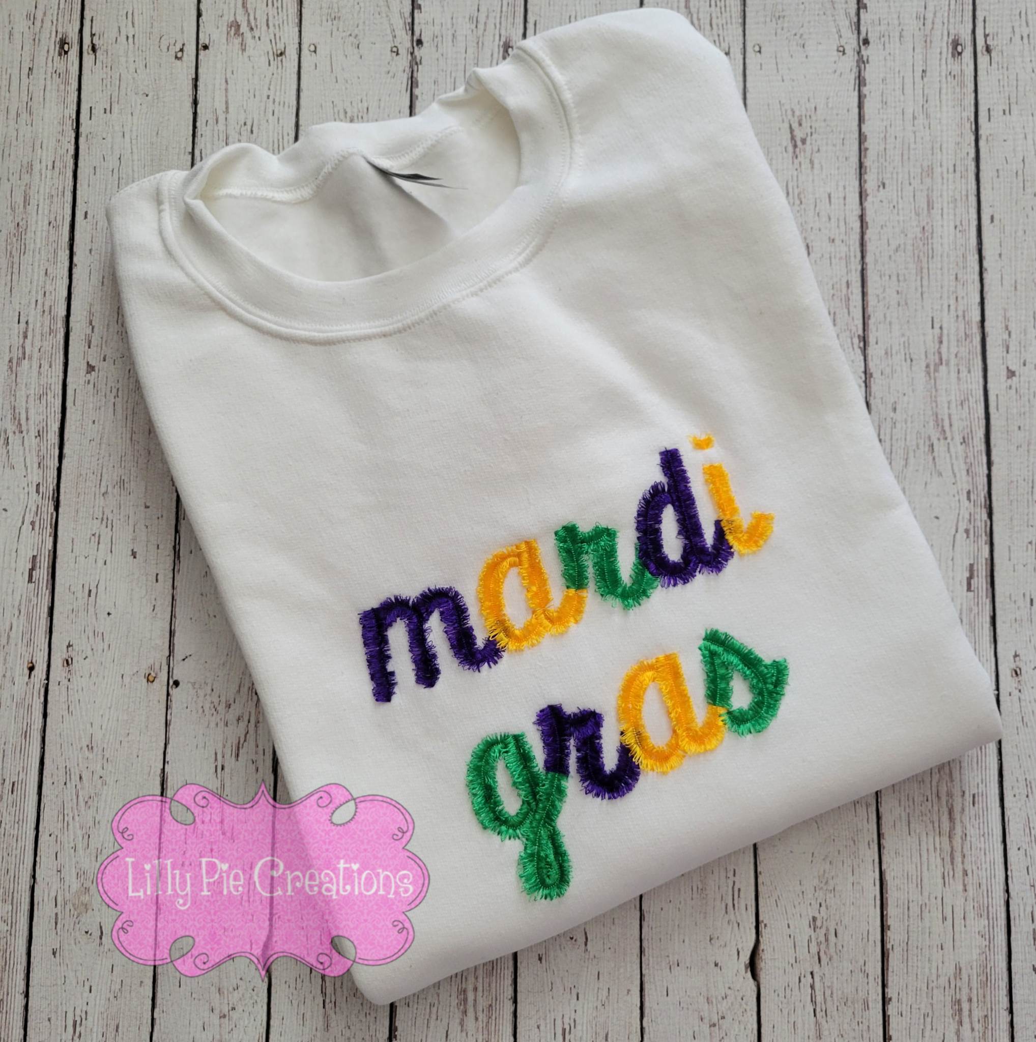 Fringe Mardi Gras Sweatshirt - Available in Black or White