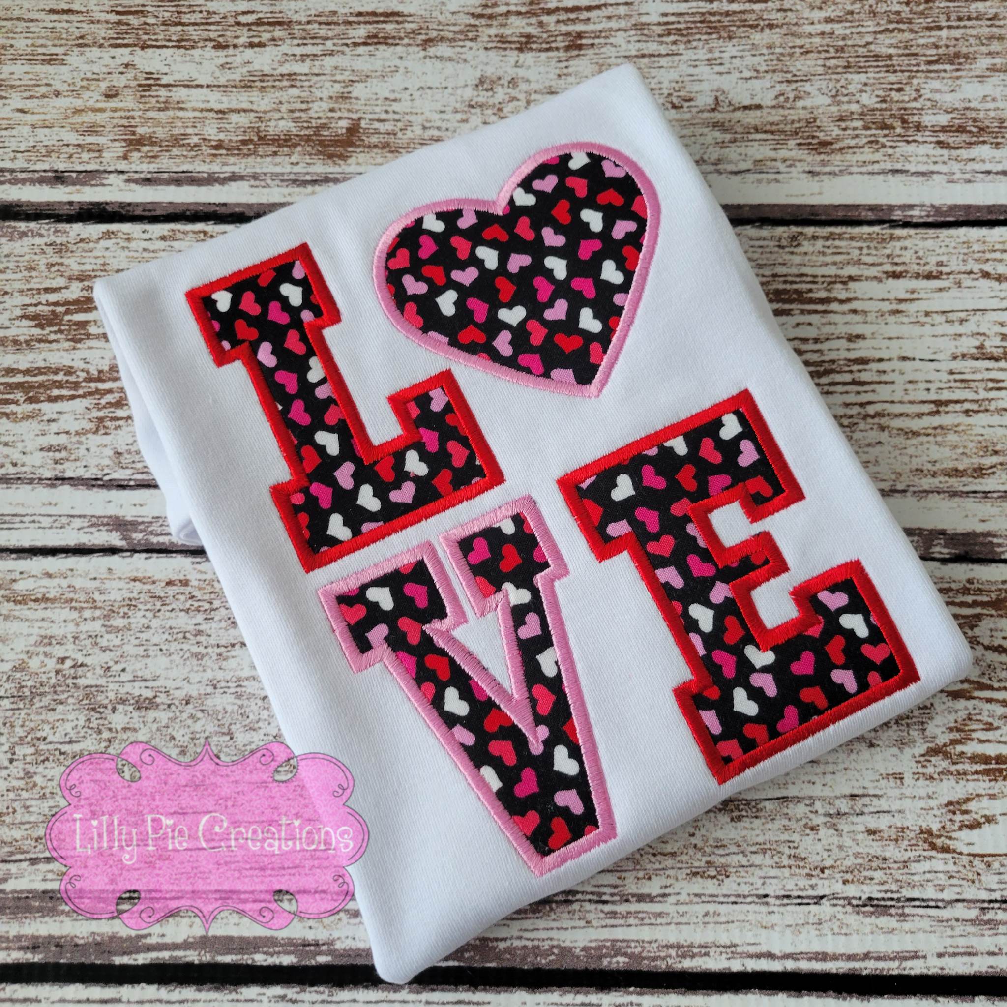 Love Square Valentine's Day Applique Shirt