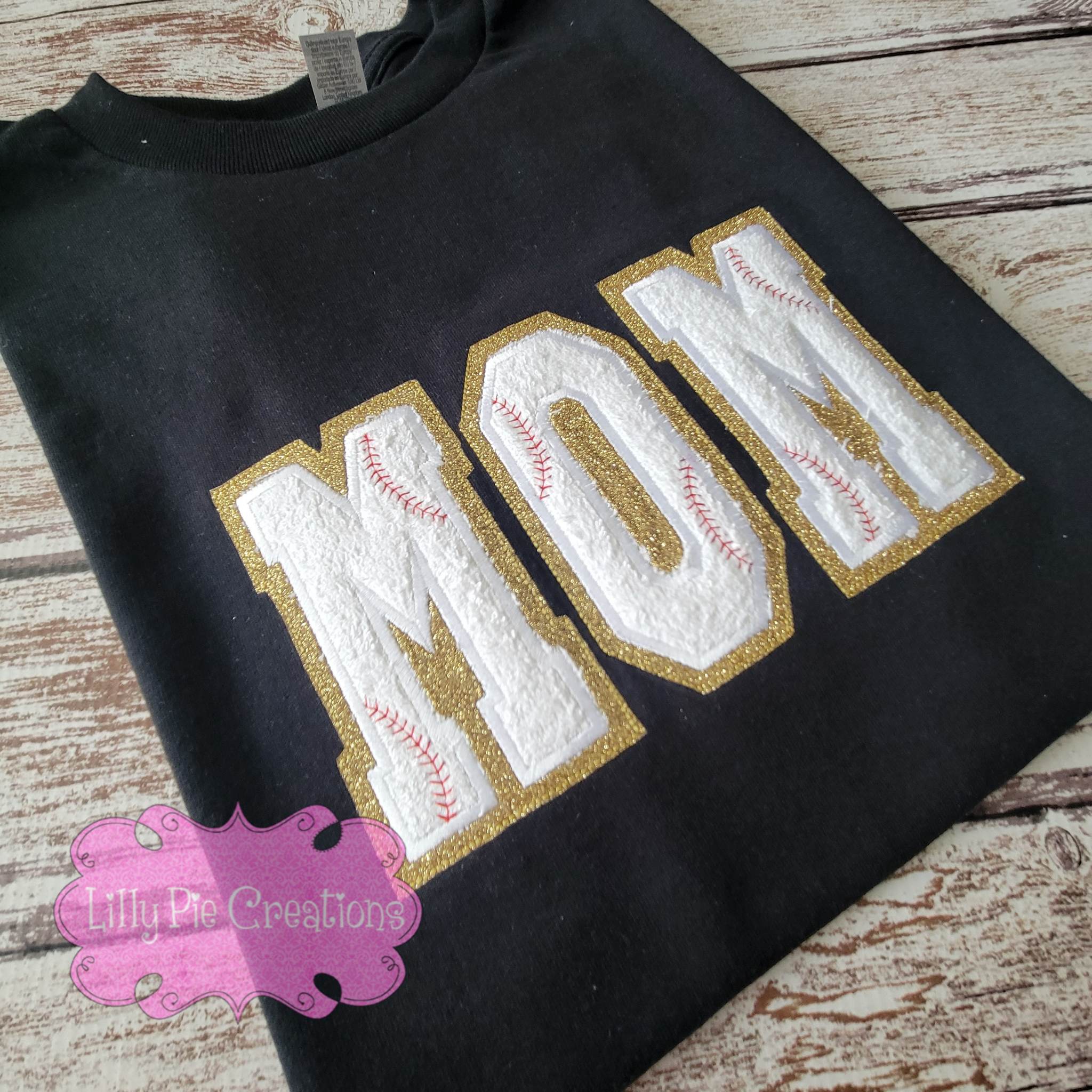Baseball Mom Glitter Chenille T-shirt