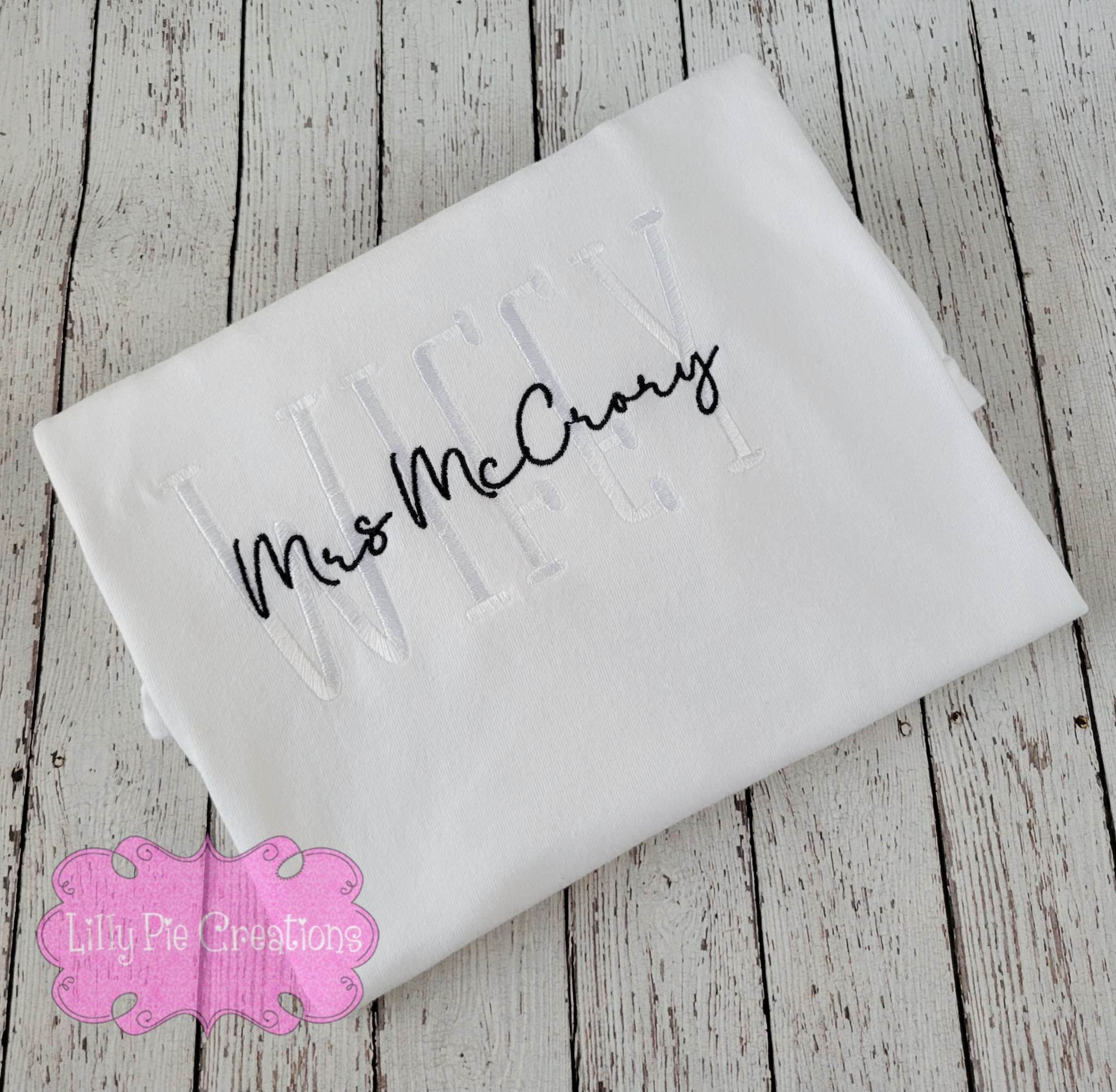 Custom Wifey Comfort Colors Embroidered Shirt