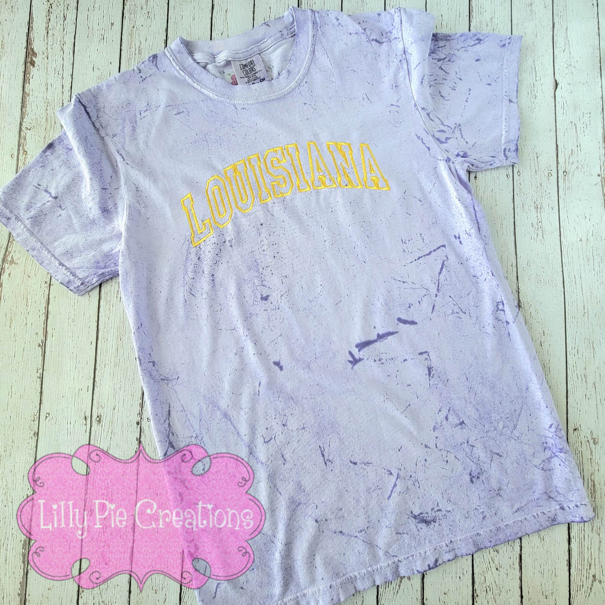 Embroidered Louisiana Purple Comfort Colors Color Blast T-shirt