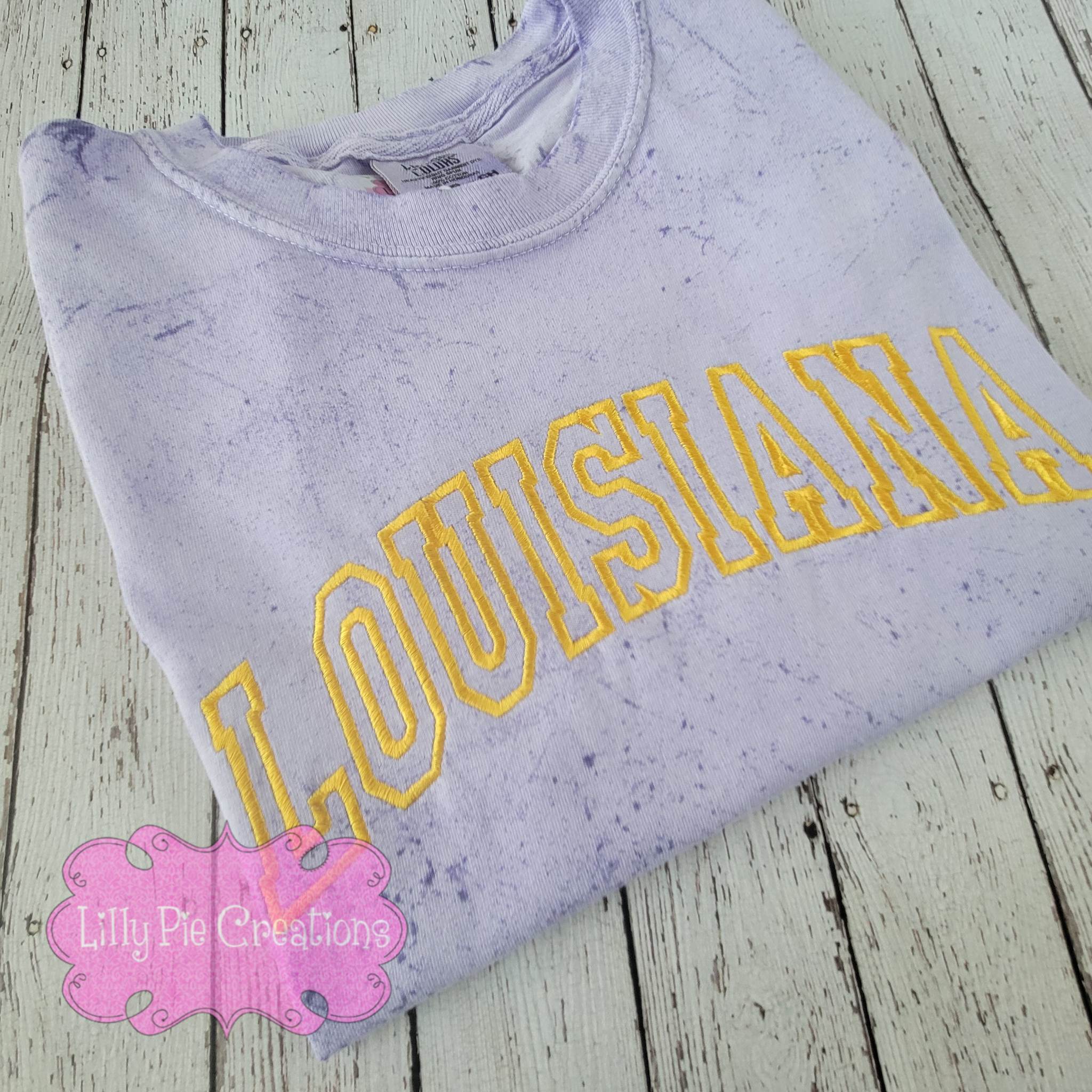 Embroidered Louisiana Purple Comfort Colors Color Blast T-shirt