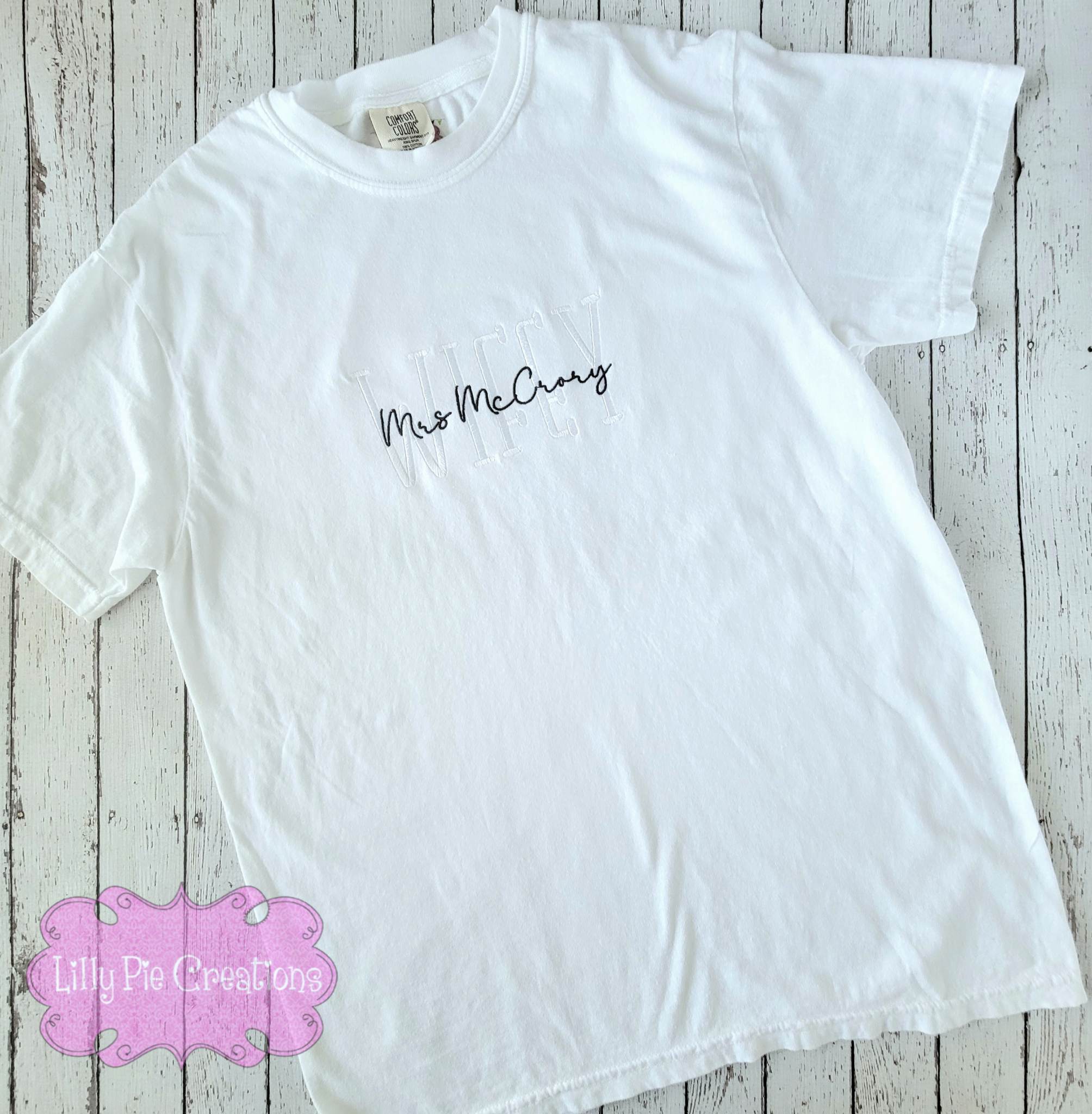 Custom Wifey Comfort Colors Embroidered Shirt