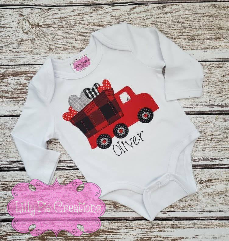 Valentine's Day Dump Truck Boys Applique Shirt