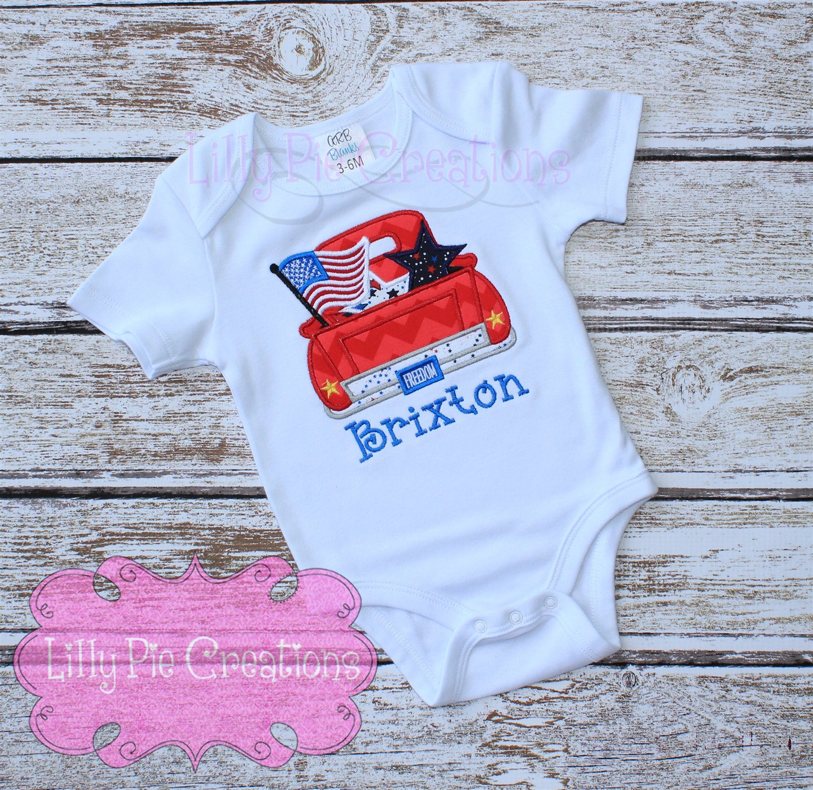 4th of July Truck Applique Shirt -Boy's 4th of July Shirt