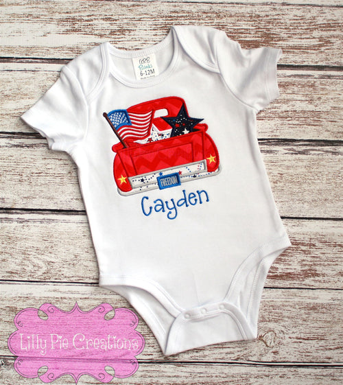 4th of July Truck Applique Shirt -Boy's 4th of July Shirt