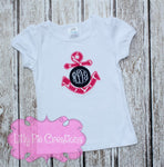 Anchor Monogram girls Shirt - Lilly Pie Creations