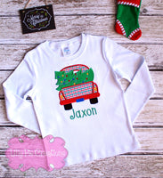 Personalized Christmas Truck Applique Shirt