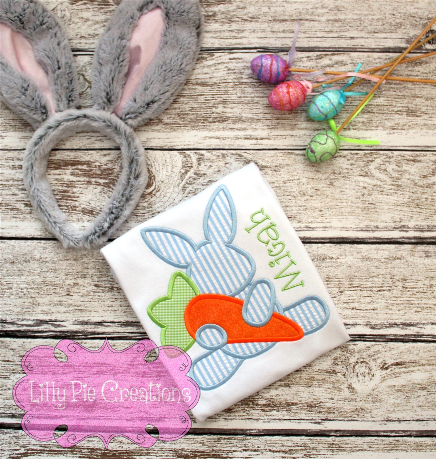 Easter Bunny with Carrot Applique T-shirt - Kids Easter shirt