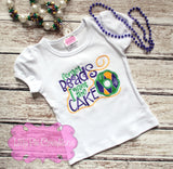 Girls Mardi Gras Applique Shirt - Forget the Beads, I Want the Cake