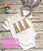 Girls Easter Bunny Trio Applique Shirt - Easter Shirt for Girls