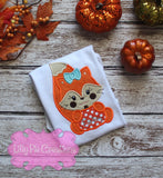 Girl Fall Fox Shirt - Fox Pumpkin Applique Shirt