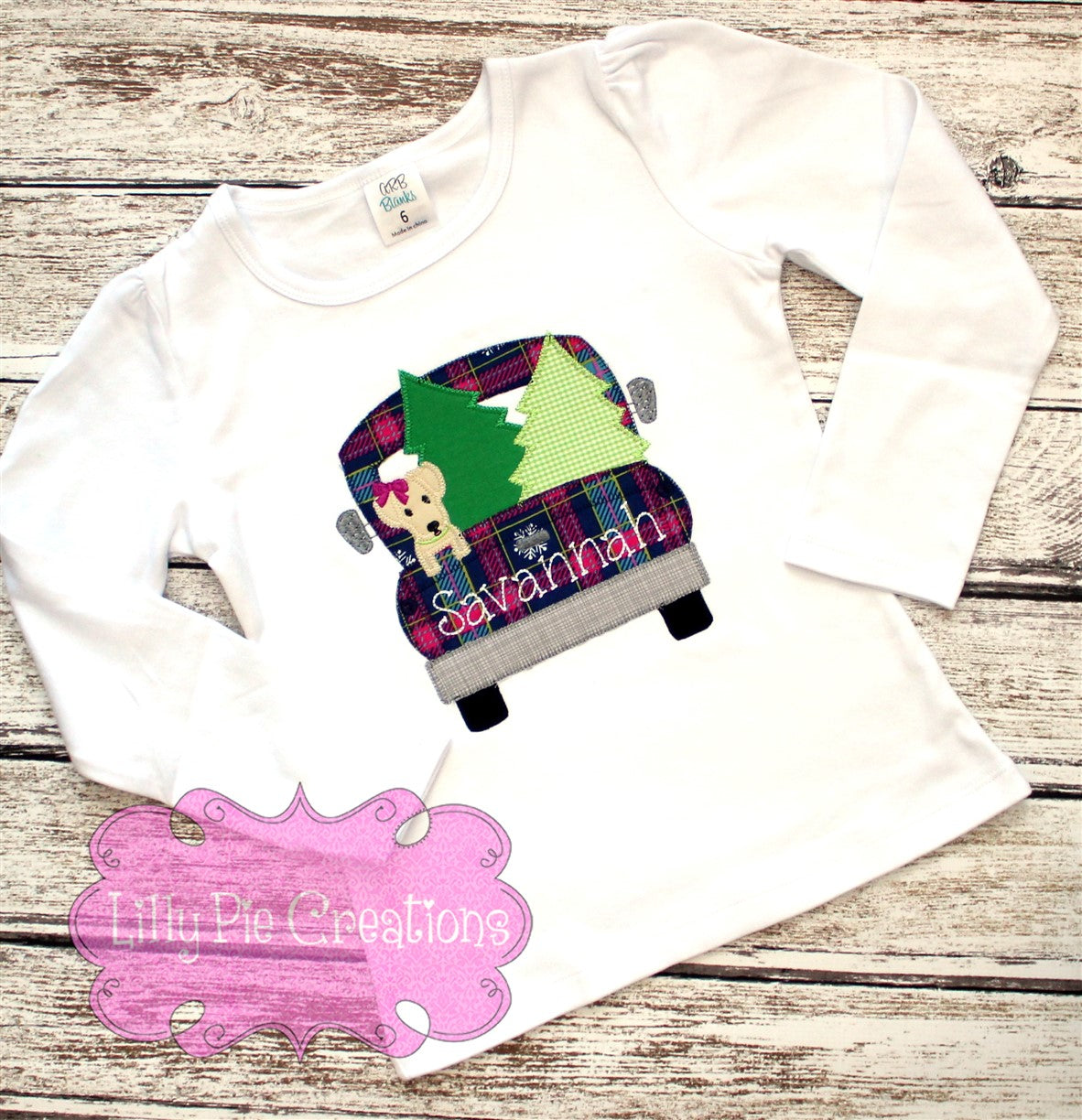 Girls Christmas Truck Applique Shirt - Girls Christmas Shirt