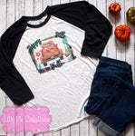 Happy Fall Y'all Pumpkin Truck Ladies Raglan - Fall t-Shirt