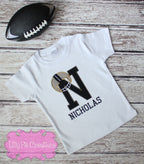 Football Initial Applique Shirt - Personalized Football Shirt