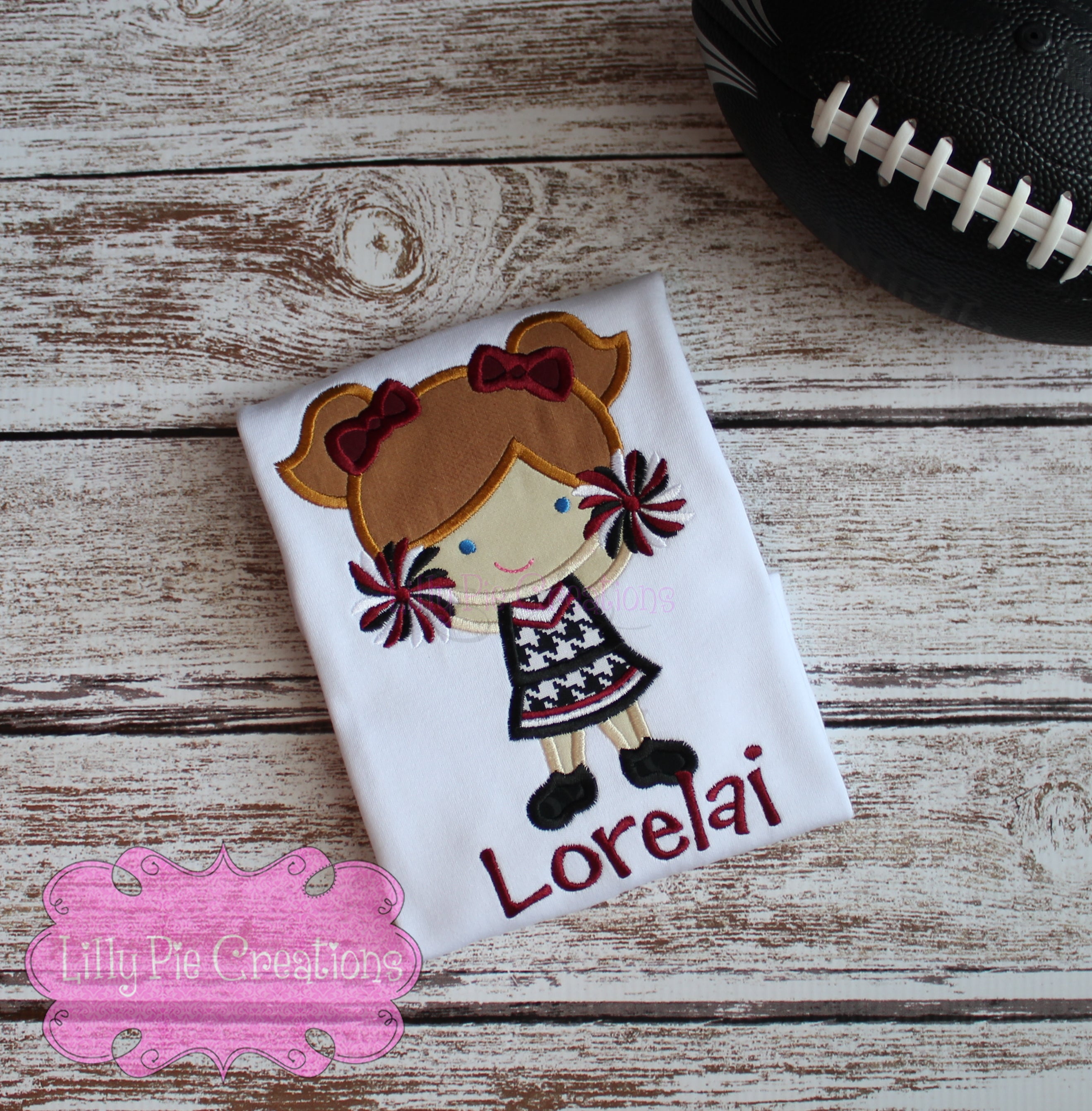 Cheerleader Applique Girls Shirt-Personalized Cheerleader T-Shirt