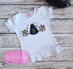 Pom Pom and Megaphone Cheer Applique Girls Shirt