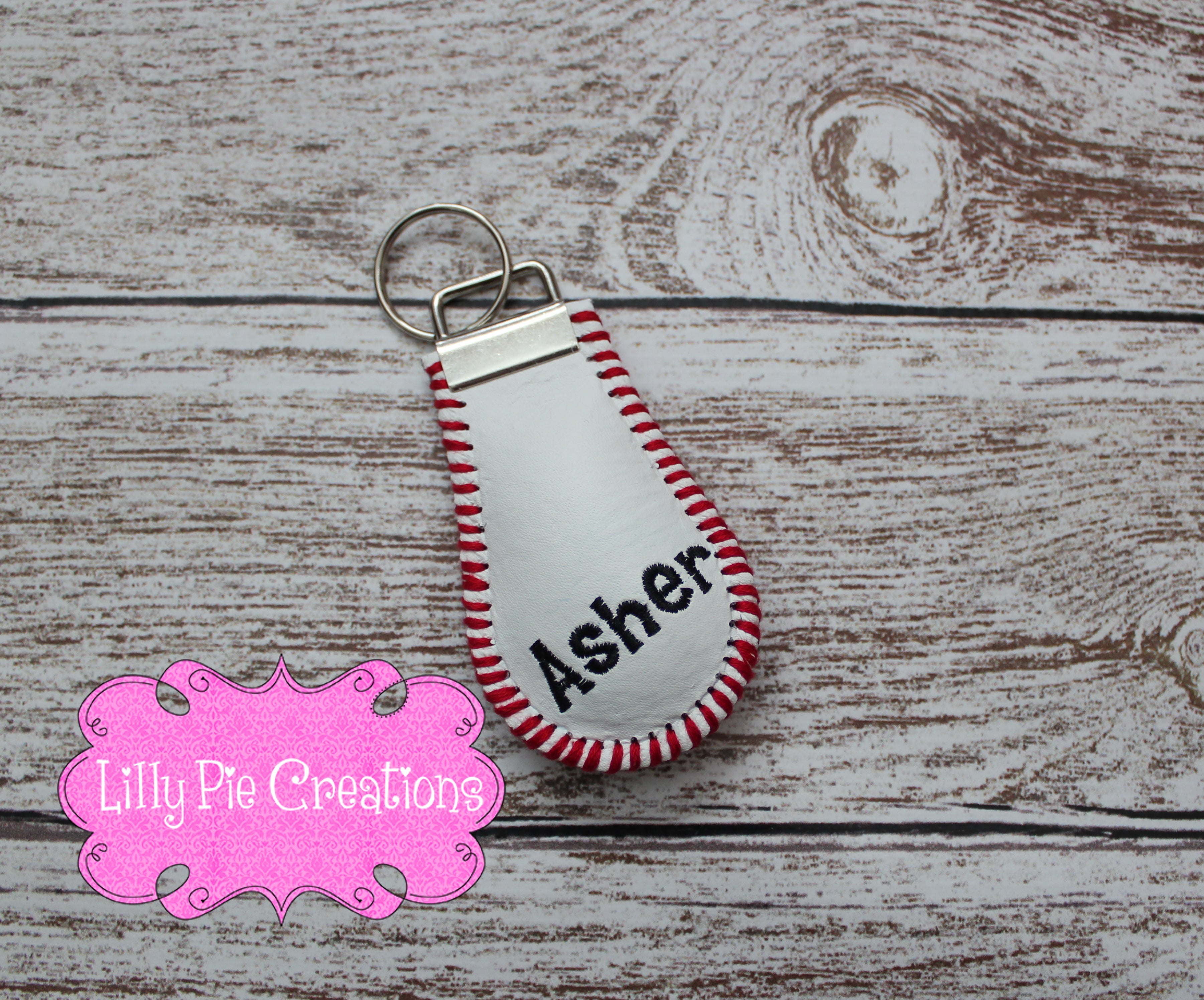 Custom Embroidered Softball Key Chain - Made from a Real Softball