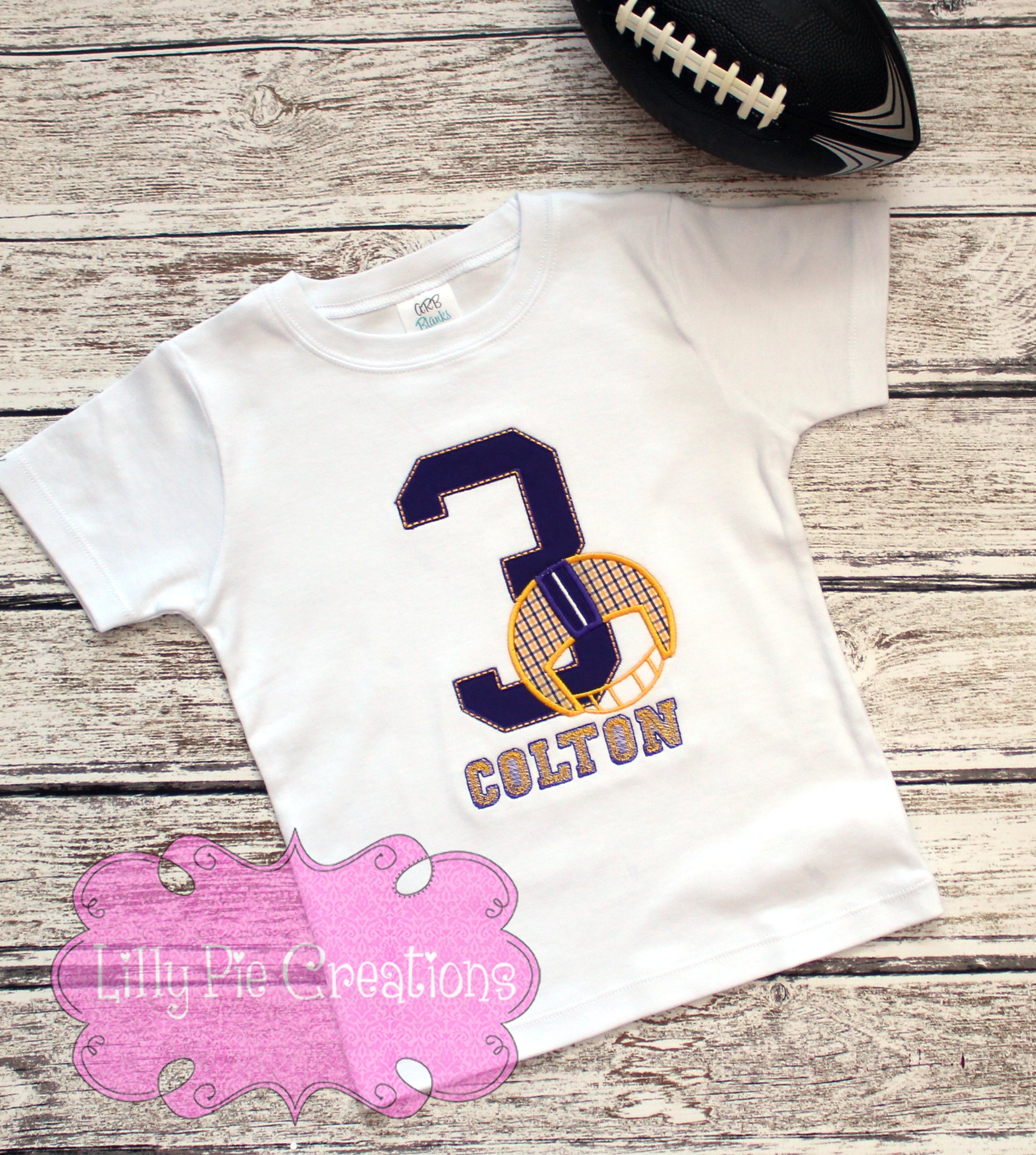 Football Initial Applique Shirt - Personalized Football Shirt
