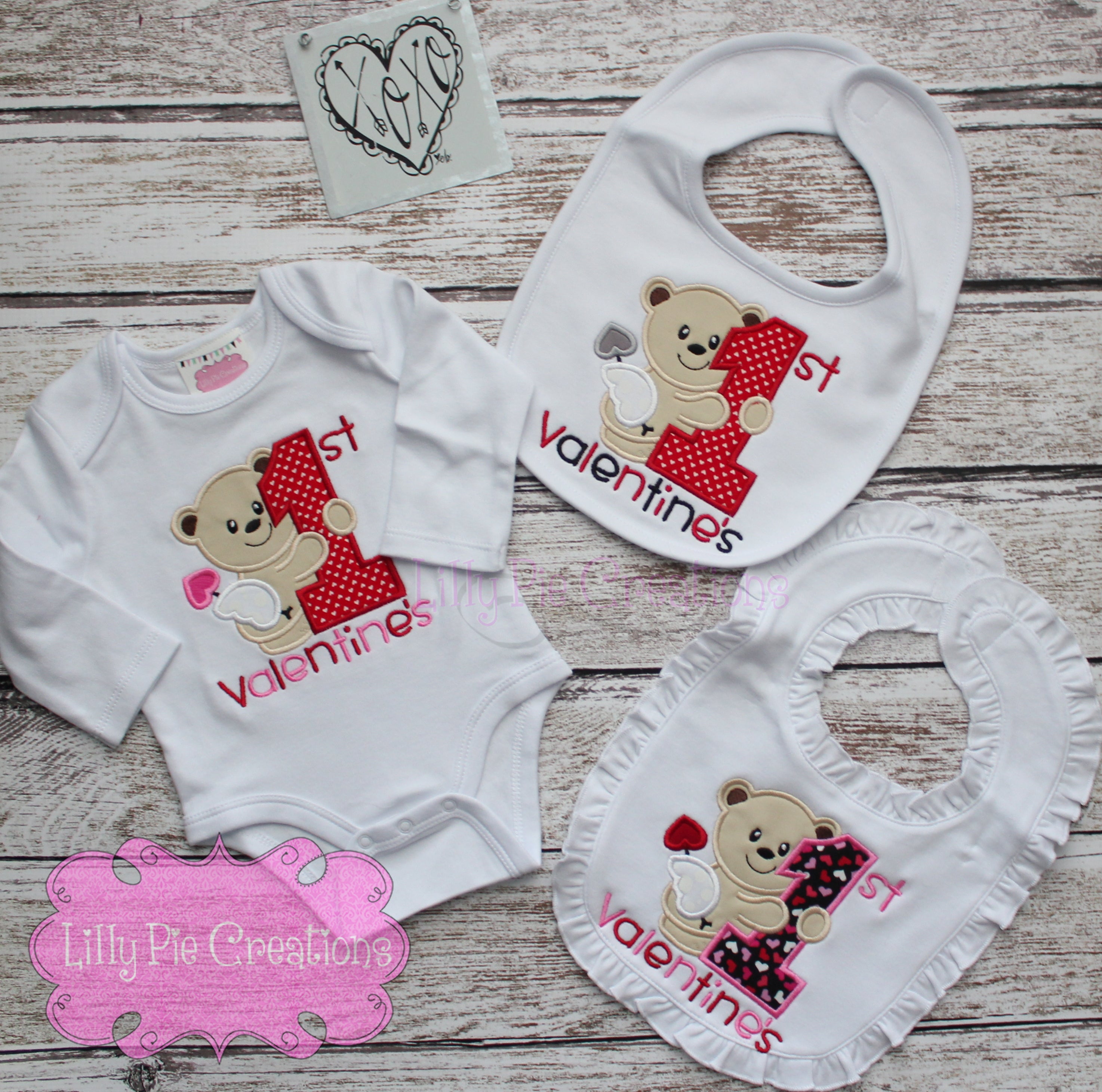 1st Valentine's Day Applique Outfit or Bib