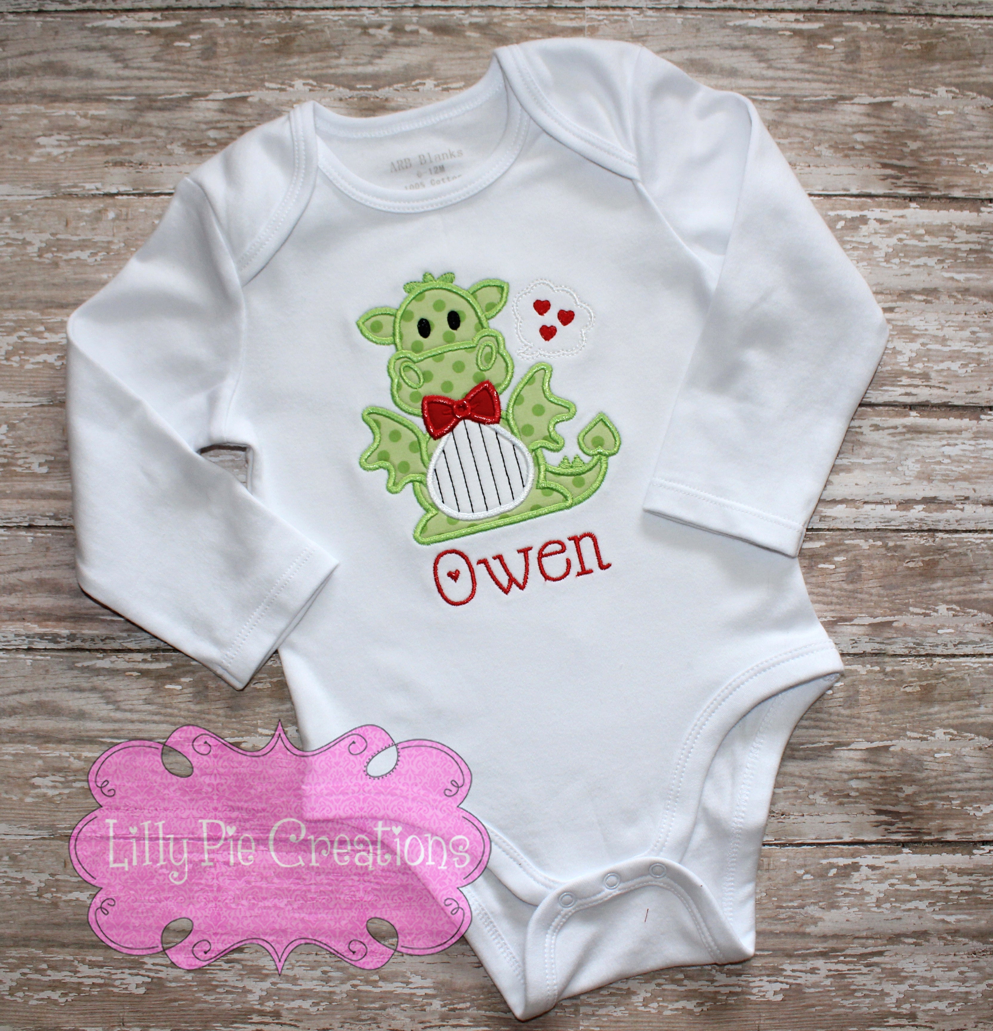 Valentine's Day Dragon Applique Shirt