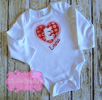 Scalloped Heart with Initial Applique Girls Shirt