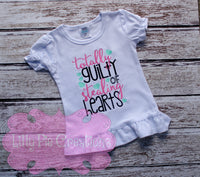 Totally Guilty of Stealing Hearts Embroidered Valentine's Day Kids Shirt