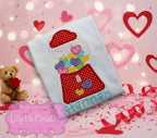 Valentine's Bubble Gum Machine Applique Shirt for Kids