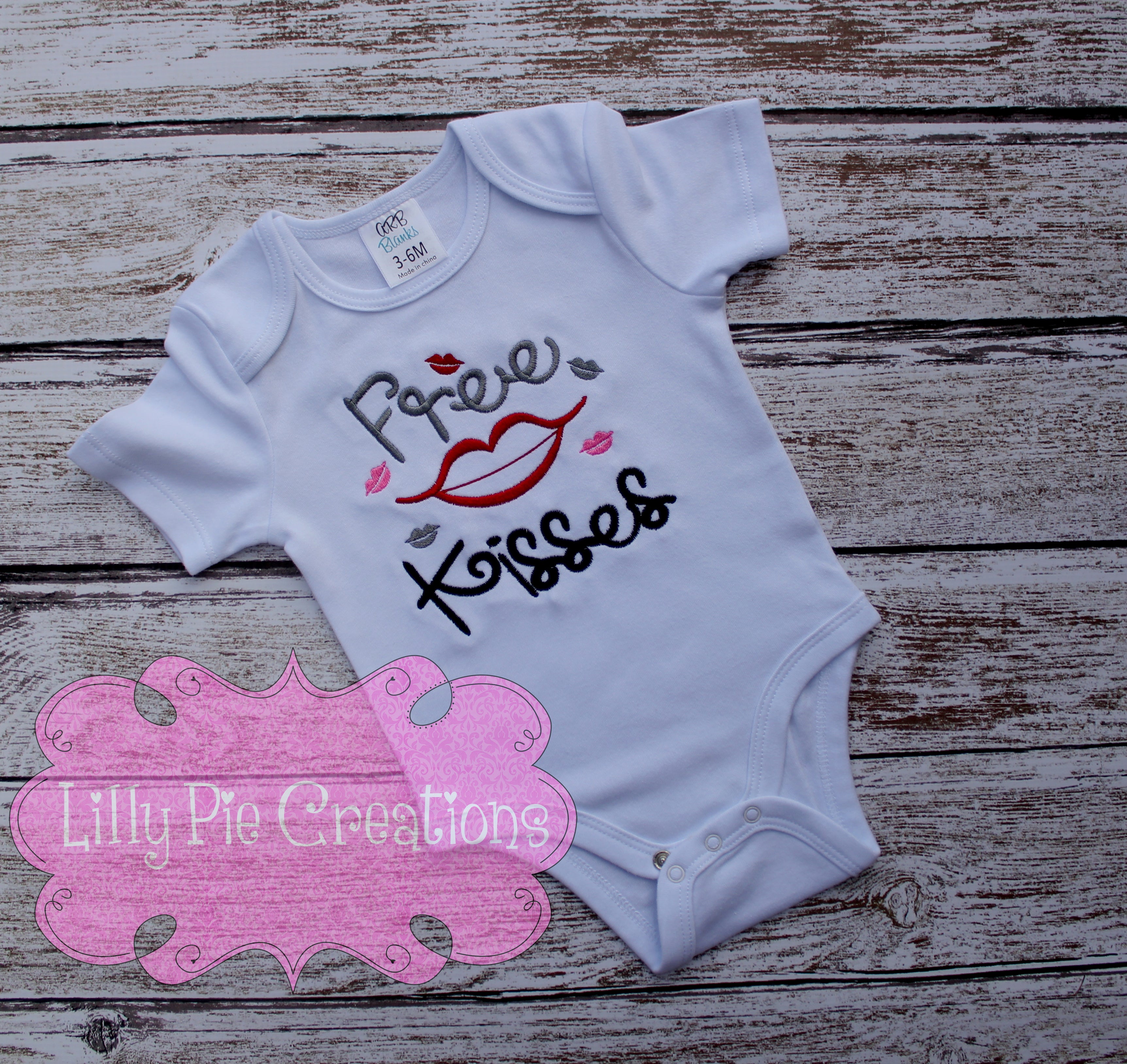 Free Kisses Embroidered Valentine's Day Kids Shirt