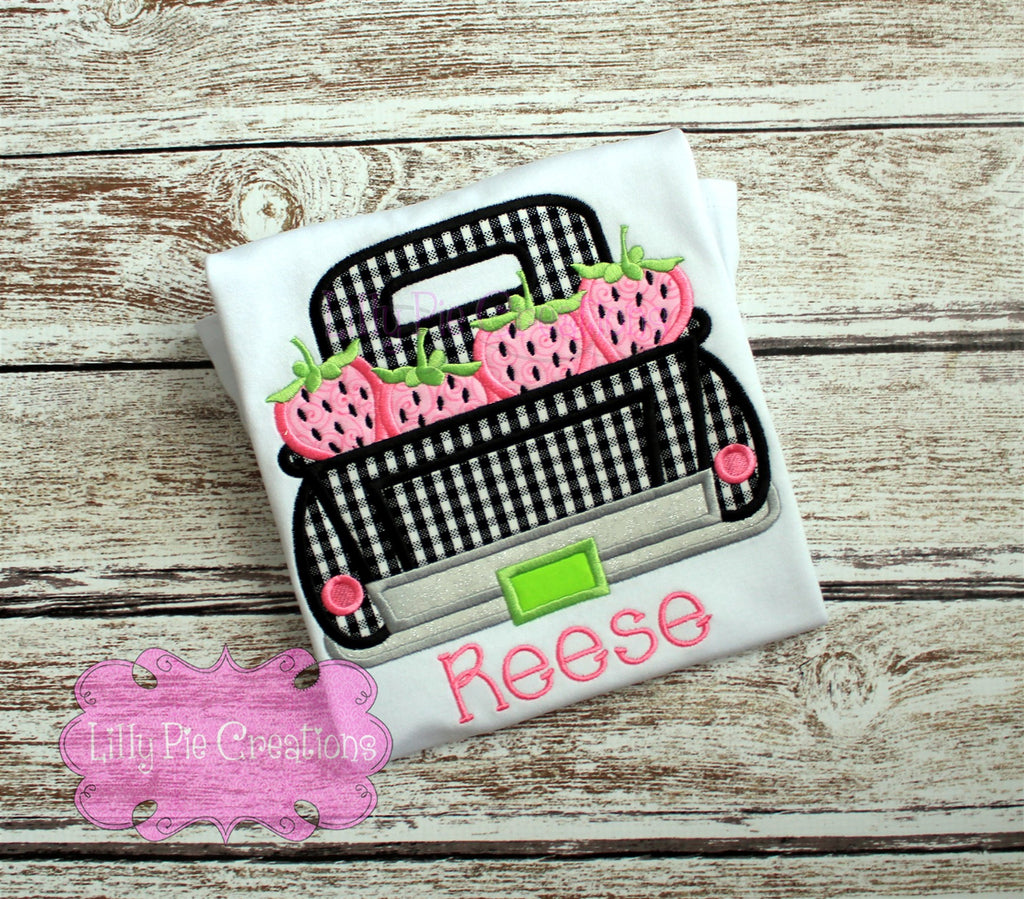 Strawberry Truck Applique Shirt - Personalized Kids Strawberry Shirt