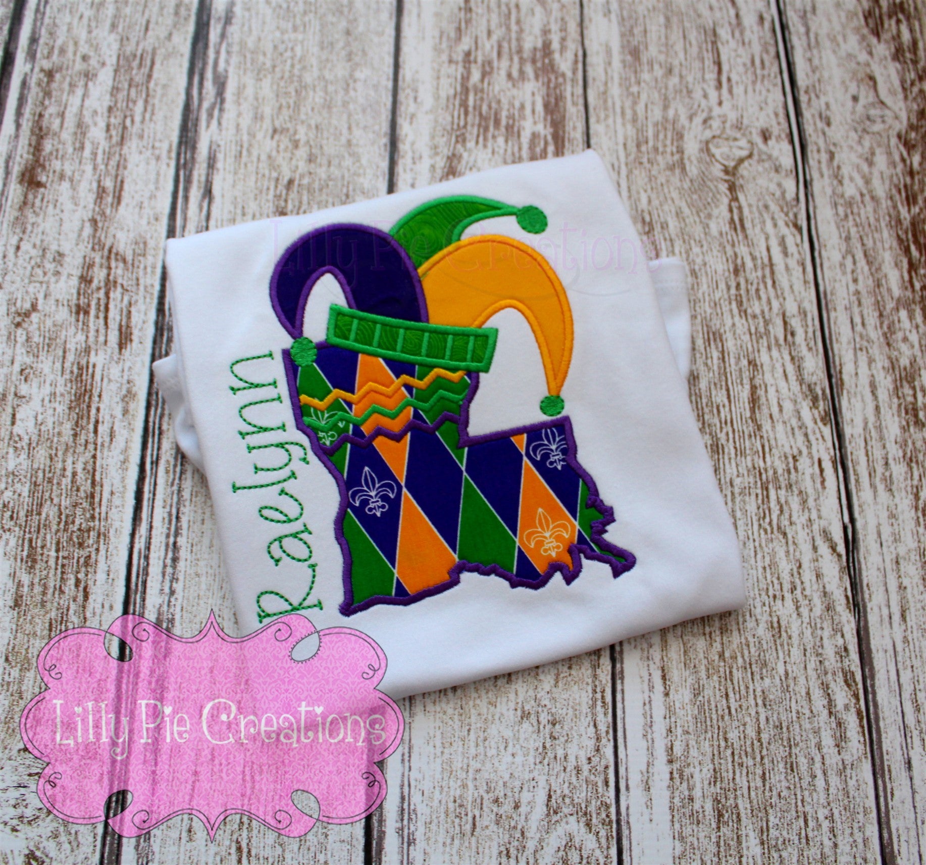 Kids Mardi Gras Tee - Louisiana with Jester Hat Shirt
