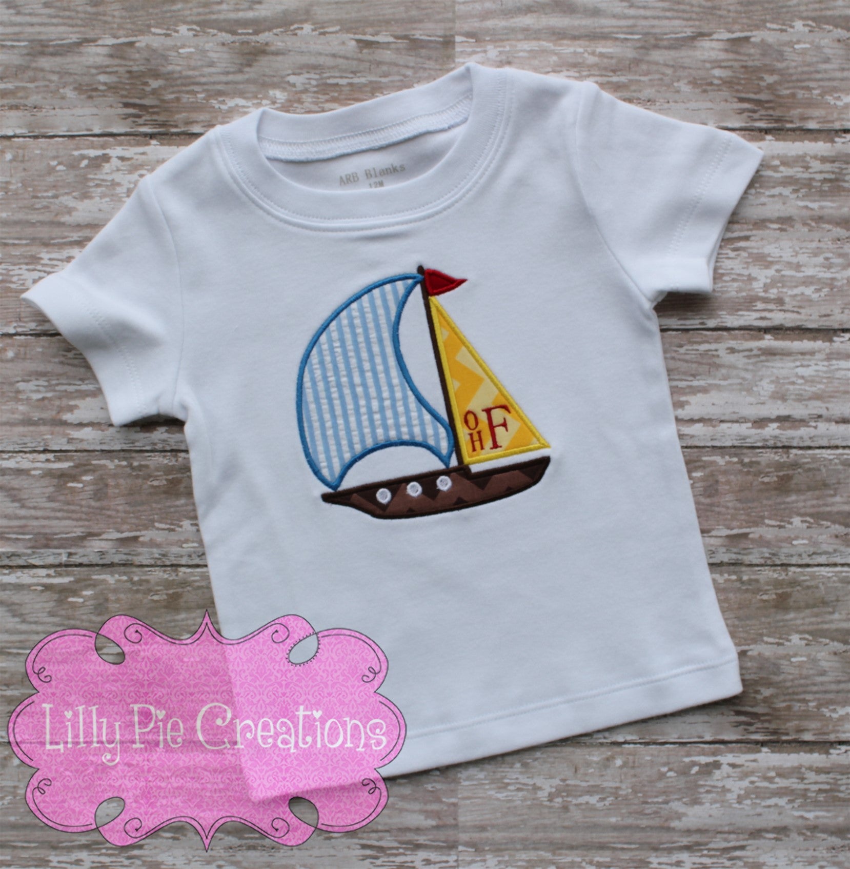Sailboat Applique Boys Summer Shirt