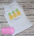 Pineapple Applique Shirt for Girls - Personalized Girls Summer Tank Top