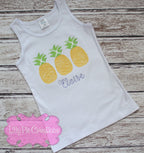 Pineapple Applique Shirt for Girls - Personalized Girls Summer Tank Top
