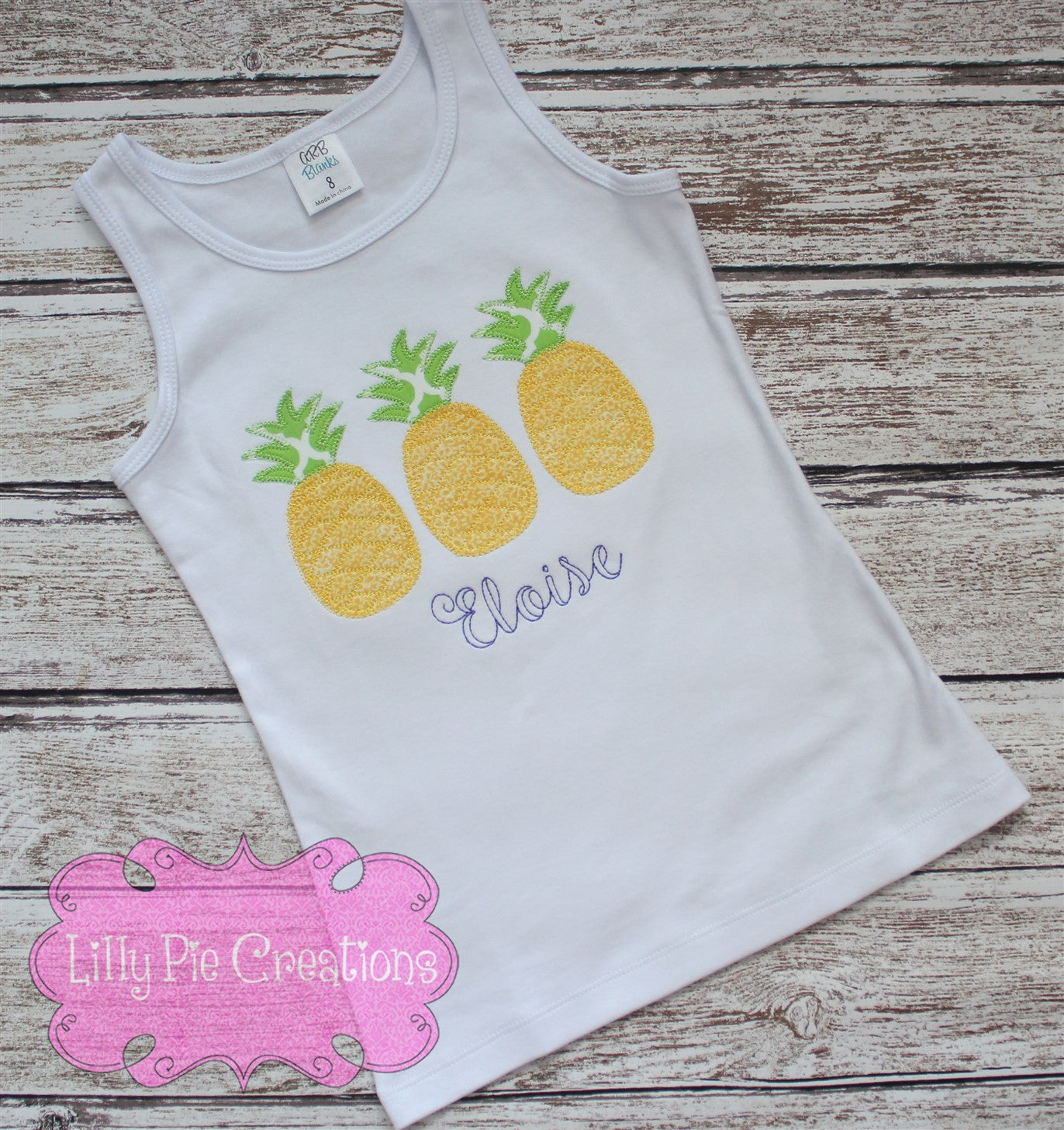 Pineapple Applique Shirt for Girls - Personalized Girls Summer Tank Top
